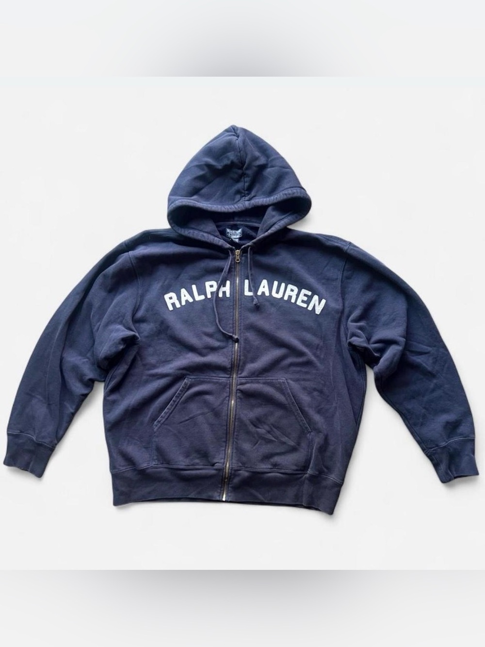 Vintage 90’s Y2K Ralph Lauren Polo Jeans Navy zip up hoodie size XXL